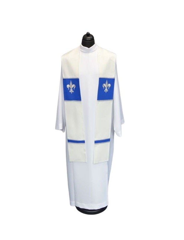 Marien-Priesterstola, bestickt, Ekru (3K)