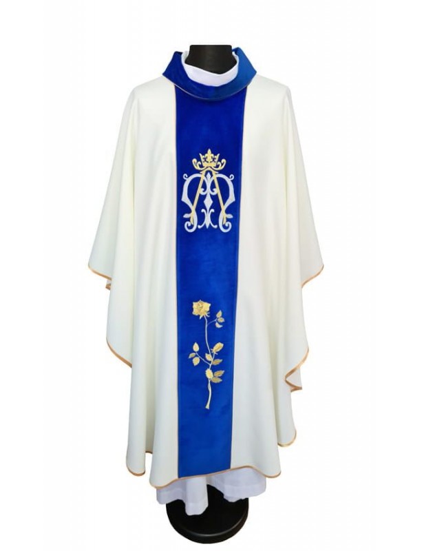 Marian chasuble embroidered, ecru (1K)