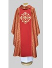 Embroidered priest chasuble, red - IHS (1K)