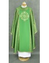 Embroidered priest chasuble, green - IHS (2K)