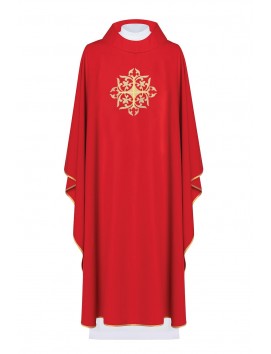 Chasuble avec croix brodée - rouge (H187)