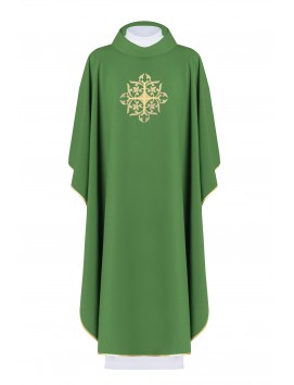 Chasuble avec croix brodée - verte (H188)