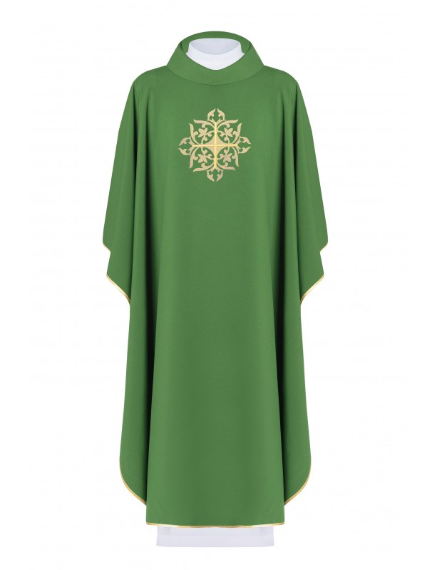 Chasuble with embroidered cross - green (H188)