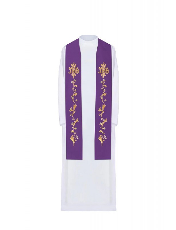 Purple stole with embroidered IHS (23H)