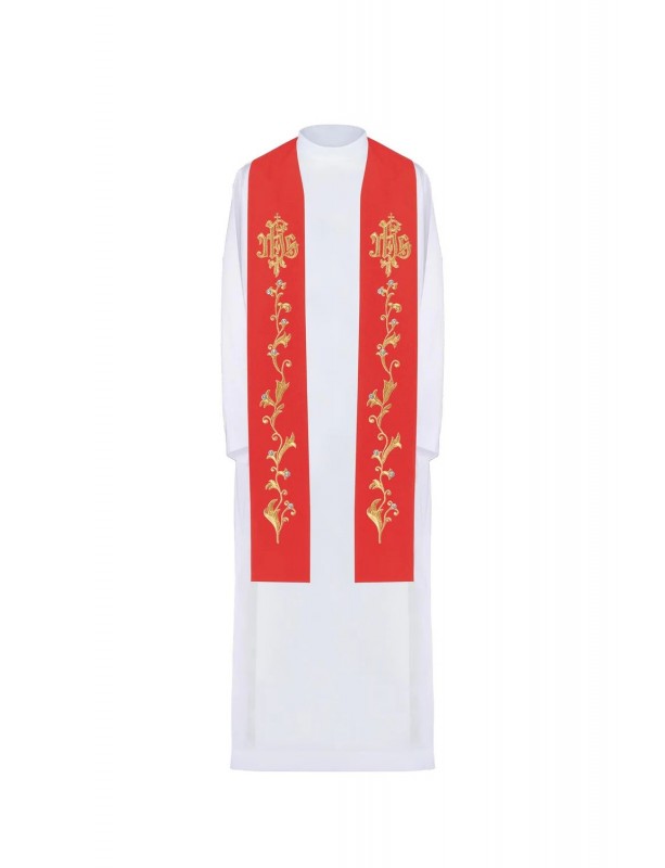 Red stole with embroidered IHS (24H)