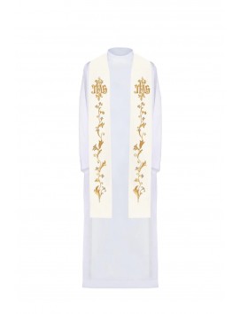 Ecru stole with embroidered IHS (25H)