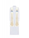Ecru embroidered stole, Marian embroidery (26H)