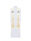 Ecru embroidered stole, Marian embroidery (26H)