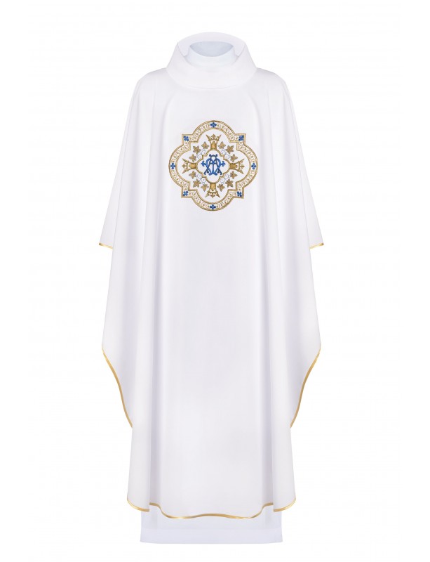 Ornat maryjny haftowany - biały (H190)
