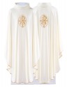 Embroidered chasuble with Alpha, Omega and PAX symbol - ecru (H192)