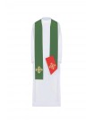 Double-sided embroidered stole, Jerusalem Cross green and red (29H)