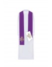 IHS embroidered double-sided stole, purple and white (30H)