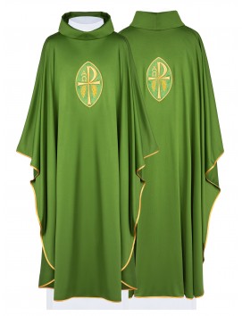 Embroidered chasuble with Alpha, Omega and PAX symbol - green (H195)