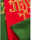 IHS embroidered double-sided stole, green-red (31H)