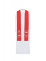 Embroidered red stole, symbolism of fish, cross (37H)