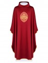 Embroidered chasuble with IHS symbol - red (H197)