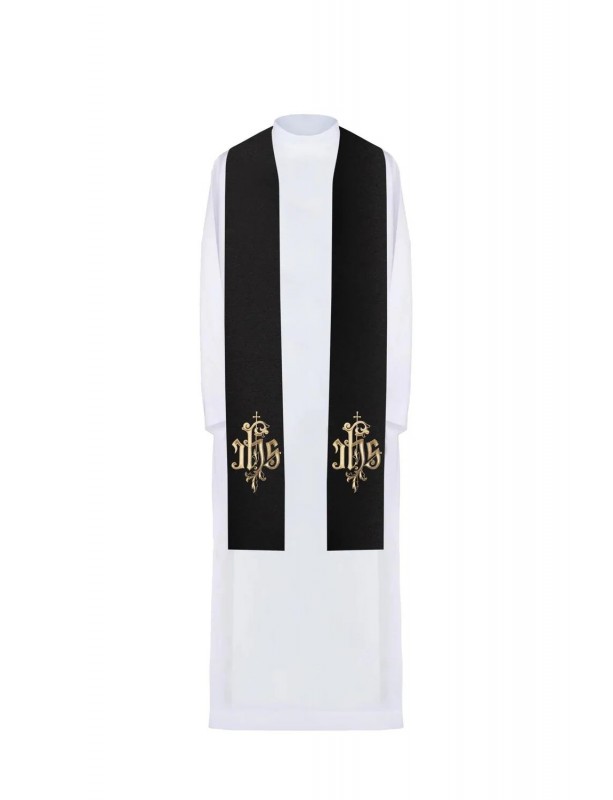 Black stole with embroidered IHS (41H)