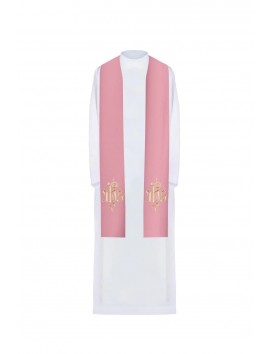 IHS embroidered pink stole (45H)