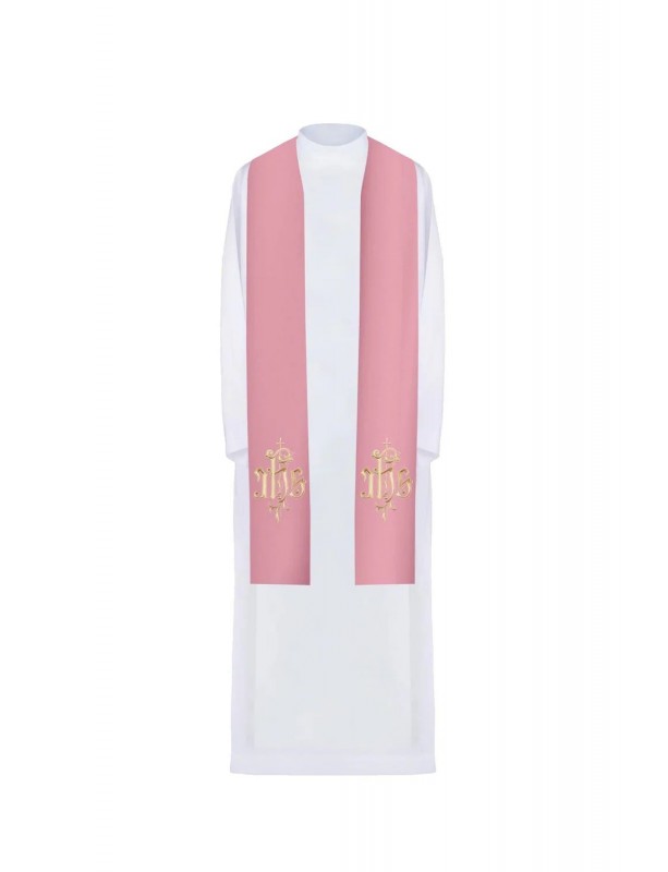 Étole rose brodée IHS (45H)