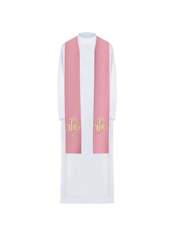 IHS embroidered pink stole (45H)