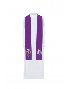 IHS embroidered purple stole (46H)