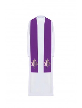 Violette Stola mit IHS-Stickerei (46H)