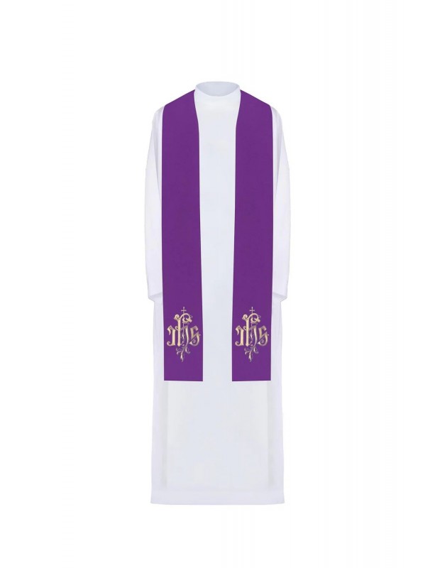 Étole violette brodée IHS (46H)