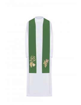 IHS embroidered green stole (47H)