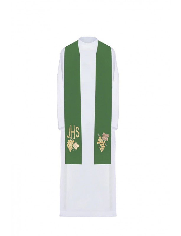 IHS embroidered green stole (47H)