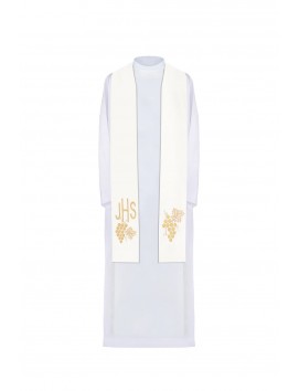 IHS embroidered ecru stole (48H)