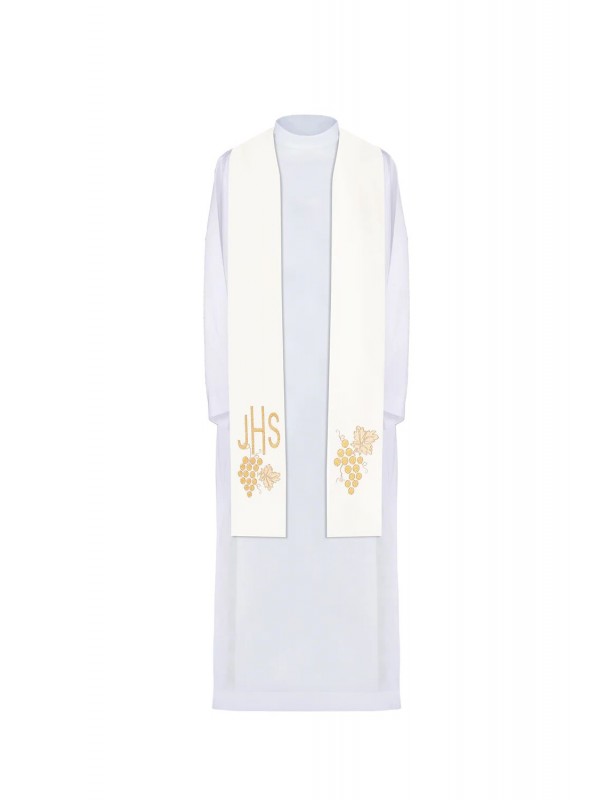 IHS embroidered ecru stole (48H)