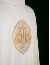 Embroidered chasuble with IHS symbol - ecru (H199)