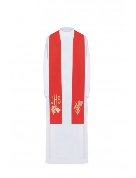 IHS embroidered red stole (49H)