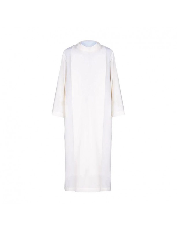 Alba sacerdotal con cuello alto, lisa - blanca (H4)
