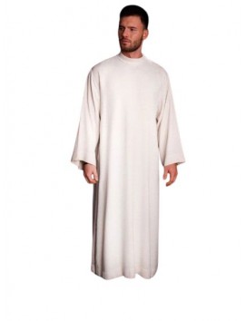 Priest alb white, linen, natural weave - LINEN (H6)