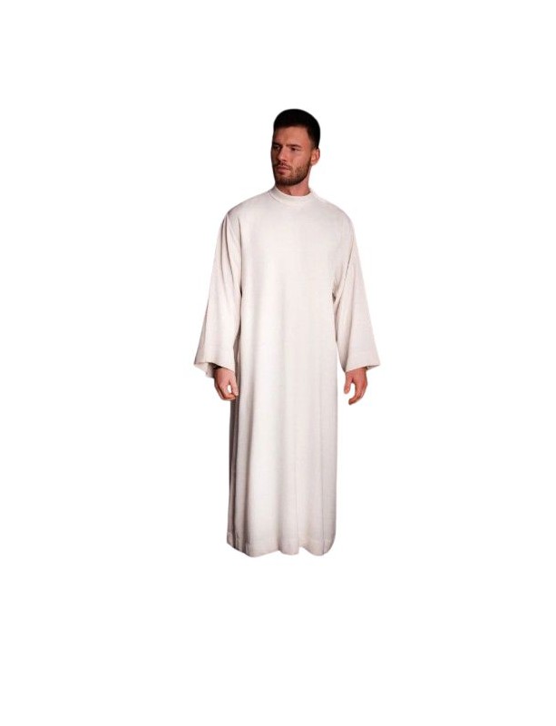 Alb per sacerdote bianco, lino, tessitura naturale - LINO (H6)