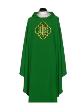 Liturgical Chasuble with Gold IHS Embroidered Emblem