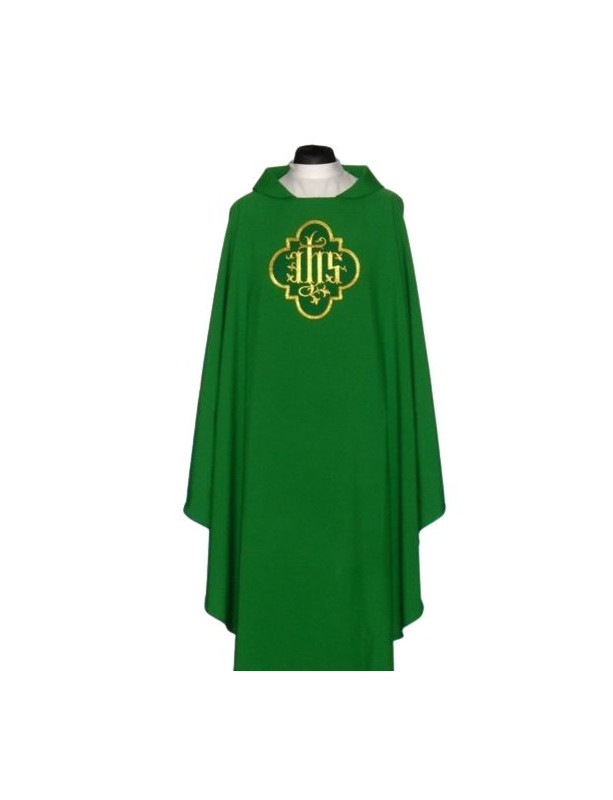Liturgical Chasuble with Gold IHS Embroidered Emblem