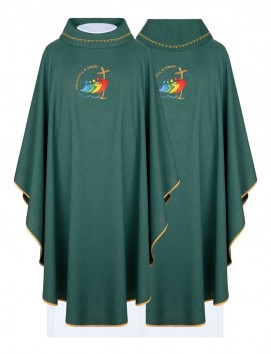 Embroidered green chasuble Peregrinantes in Spem (2) - JUBILEE ROME 2025