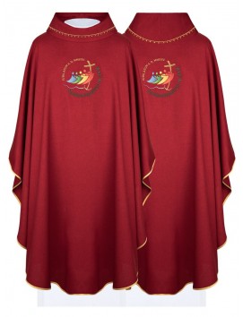 Embroidered red chasuble Peregrinantes in Spem (3) - JUBILEE ROME 2025