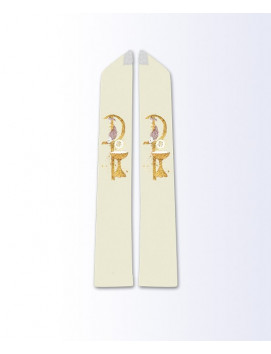 Eucharistic Stole with Gold Chalice, Host, Grapevine, and Wheat Embroidery