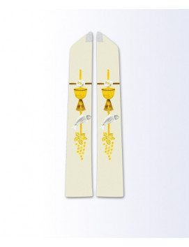 Stole with Gold Chalice, Host, Grapevine, and Fish Embroidery