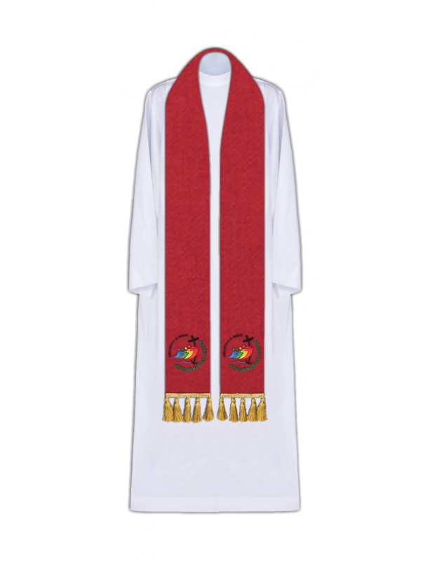 Embroidered red stole Jubilee 2025 (Peregrinantes in Spem)