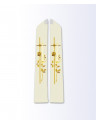 Ecru Priest Stole with Gold Cross, Grapevine, and Wheat Embroidery