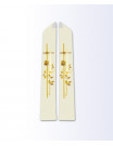 Ecru Priest Stole with Gold Cross, Grapevine, and Wheat Embroidery