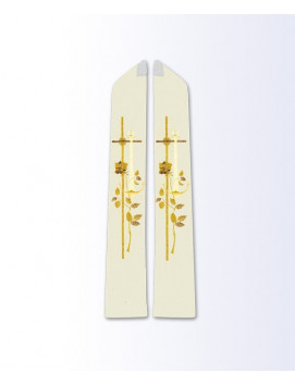 Ecru Priest Stole with Gold Cross, Grapevine, and Wheat Embroidery