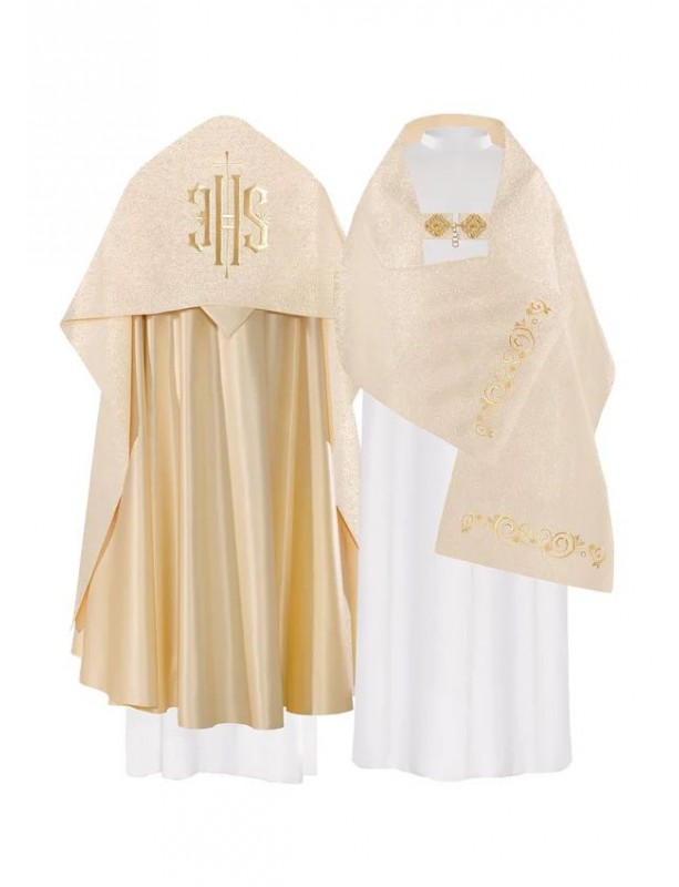 Welon liturgiczny, haftowany IHS - złoty