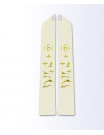 Ecru Priest Stole with Gold Cross, Wheat, and Grapevine Embroidery - Elegant Eucharistic Design
