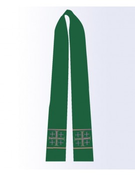 Green stole with the Jerusalem cross