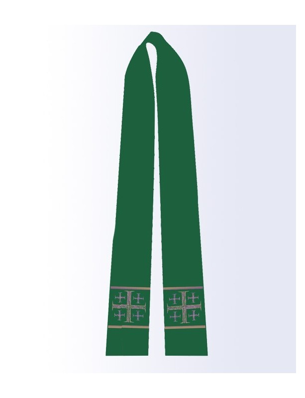 Green stole with the Jerusalem cross